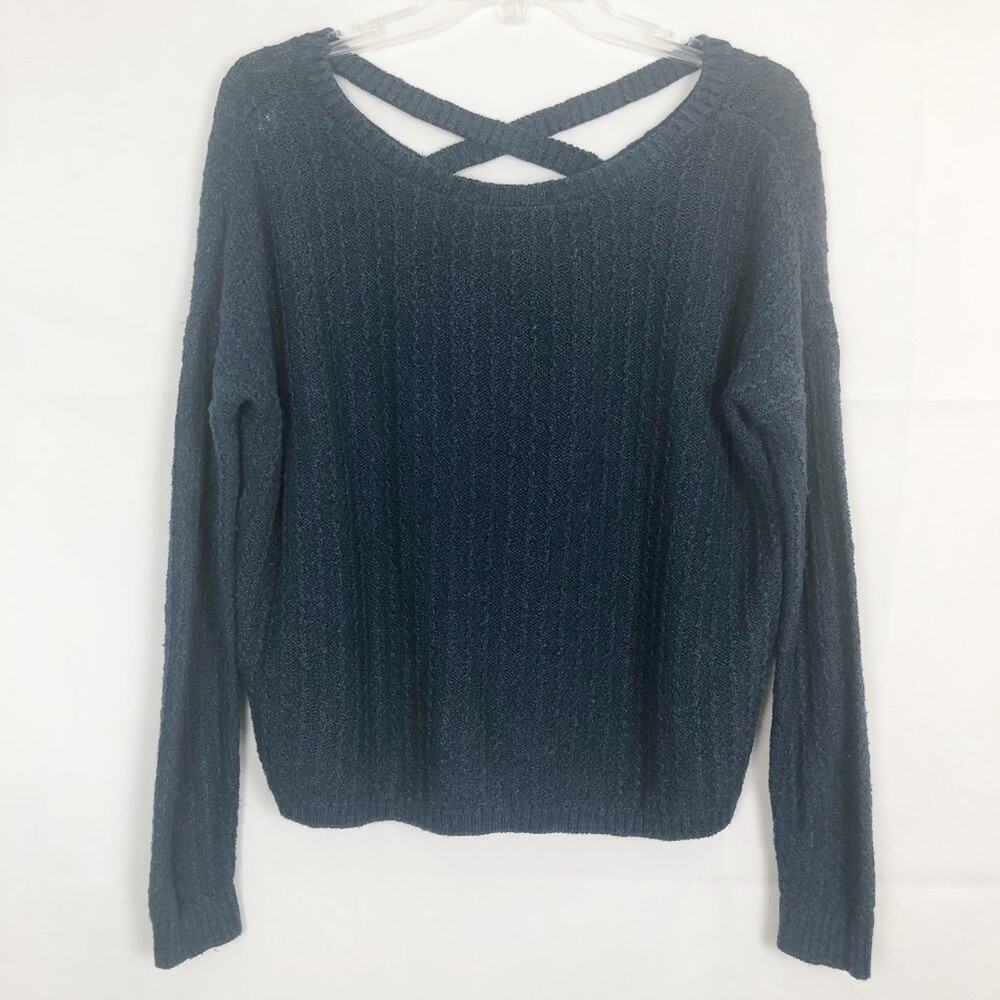 Hollister Blue Ribbed Pullover Sweater Size Medium